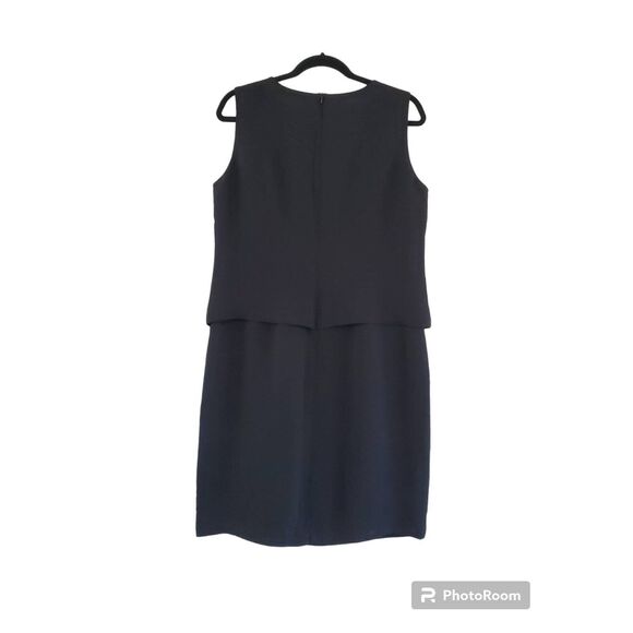 Jones New York Dress Women's 12 Black Sheath Cocktail Rhinestones Slit Lined - Picture 4 of 4